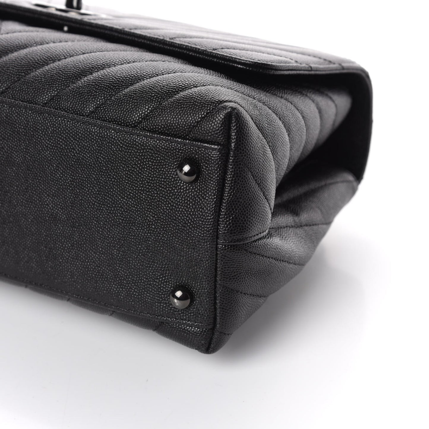 Caviar Chevron Quilted Small Coco Handle Flap So Black