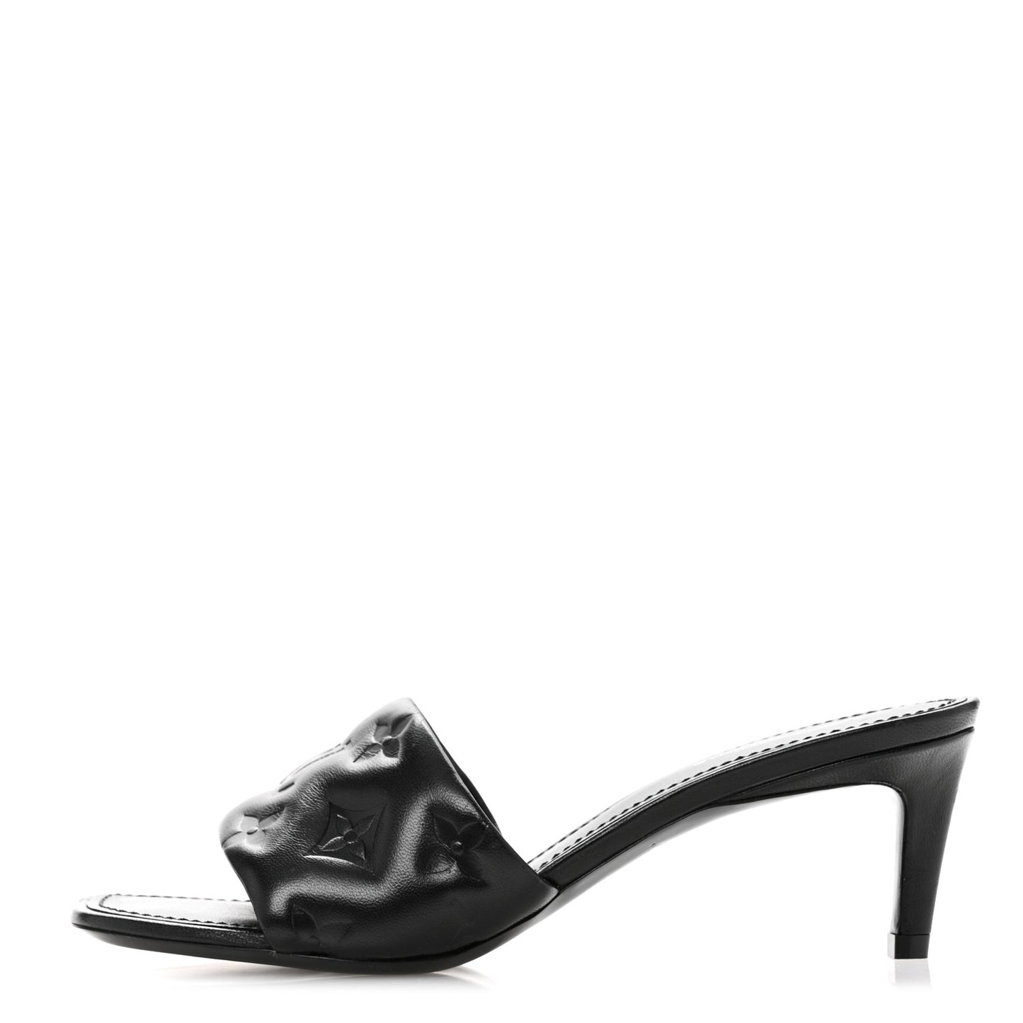 Lambskin Embossed Monogram Revival Mid Heel Mules 36 Black