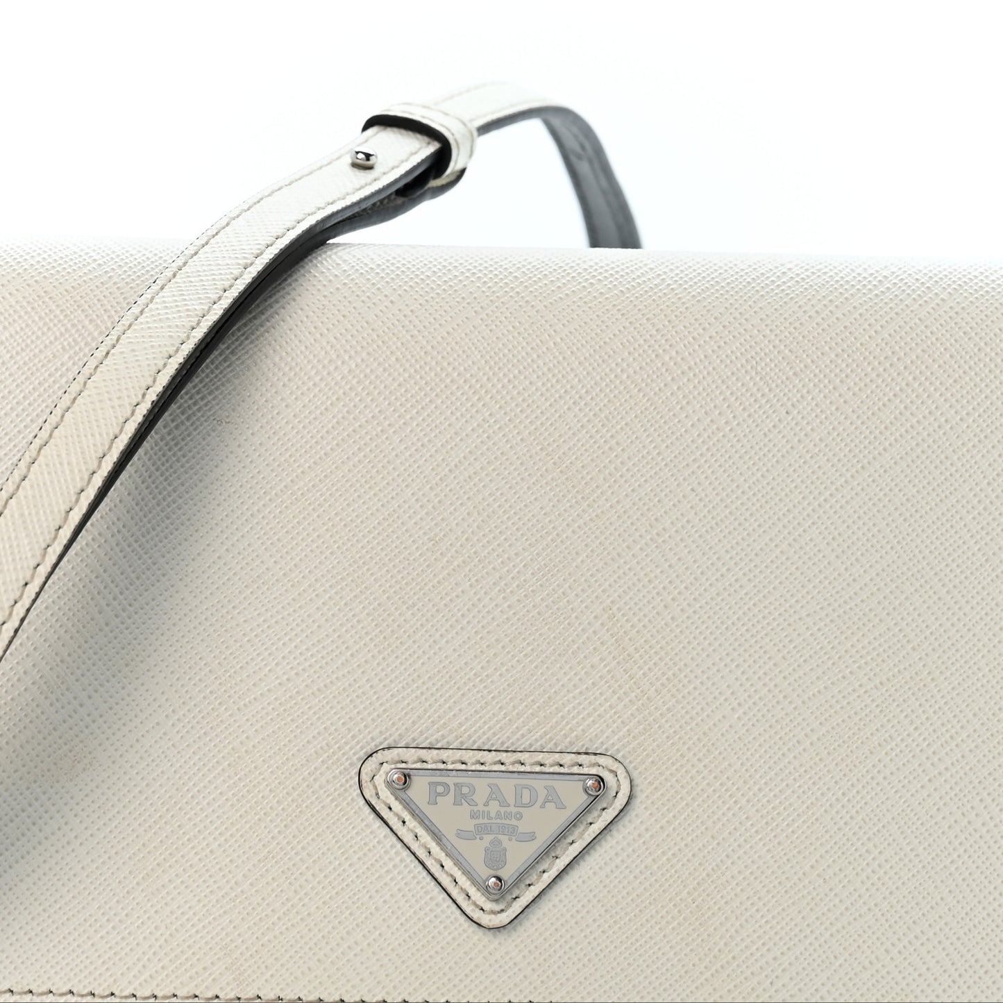 Saffiano Flap Shoulder Bag White