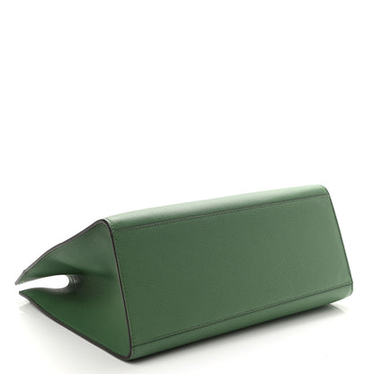 Fendi Vitello Cher Plexiglass Logo Debossed Medium Fendi Sunshine Shopper Tote Verde Islanda 4 of 10