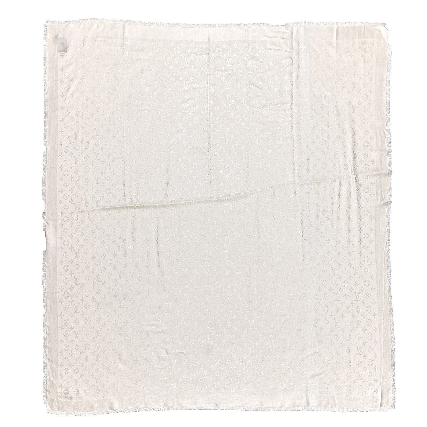 Louis Vuitton Silk Wool Monogram Shawl White 1 of 5