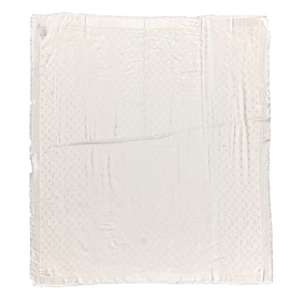 Louis Vuitton Silk Wool Monogram Shawl White 1 of 5