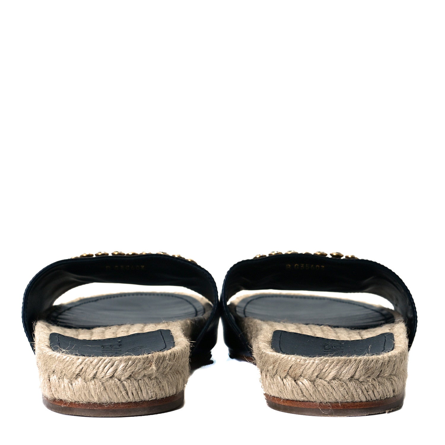 Chanel Patent Calfskin Crystal CC Espadrille Slip On Sandals 40 Black 5 of 9