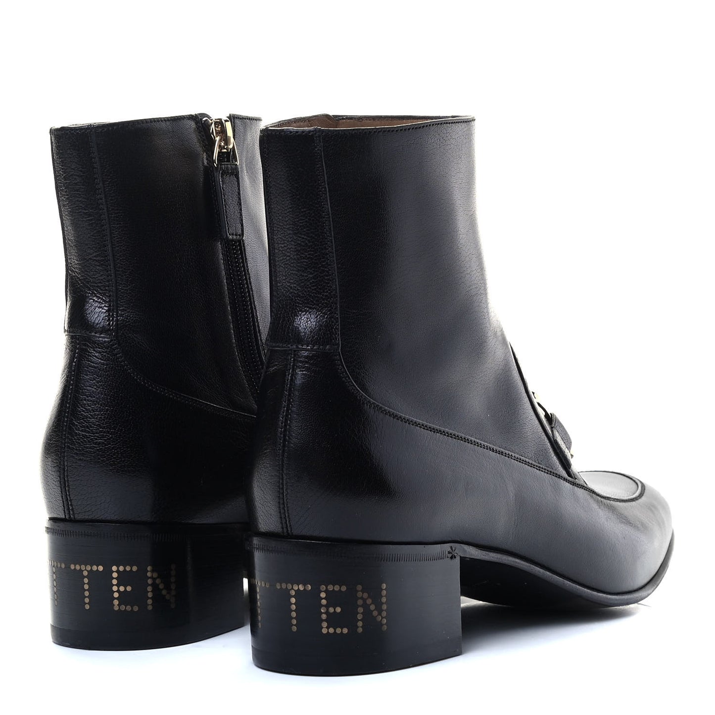 Goatskin Mens Kitten Chain Horsebit Ankle Boots 7.5 Black