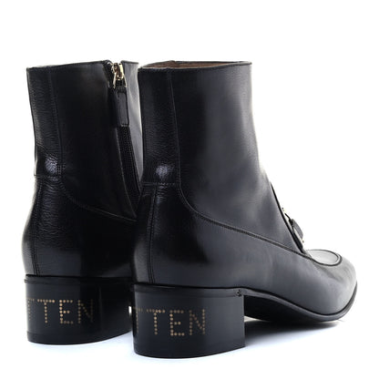 Gucci Goatskin Mens Kitten Chain Horsebit Ankle Boots 7.5 Black 3 of 6