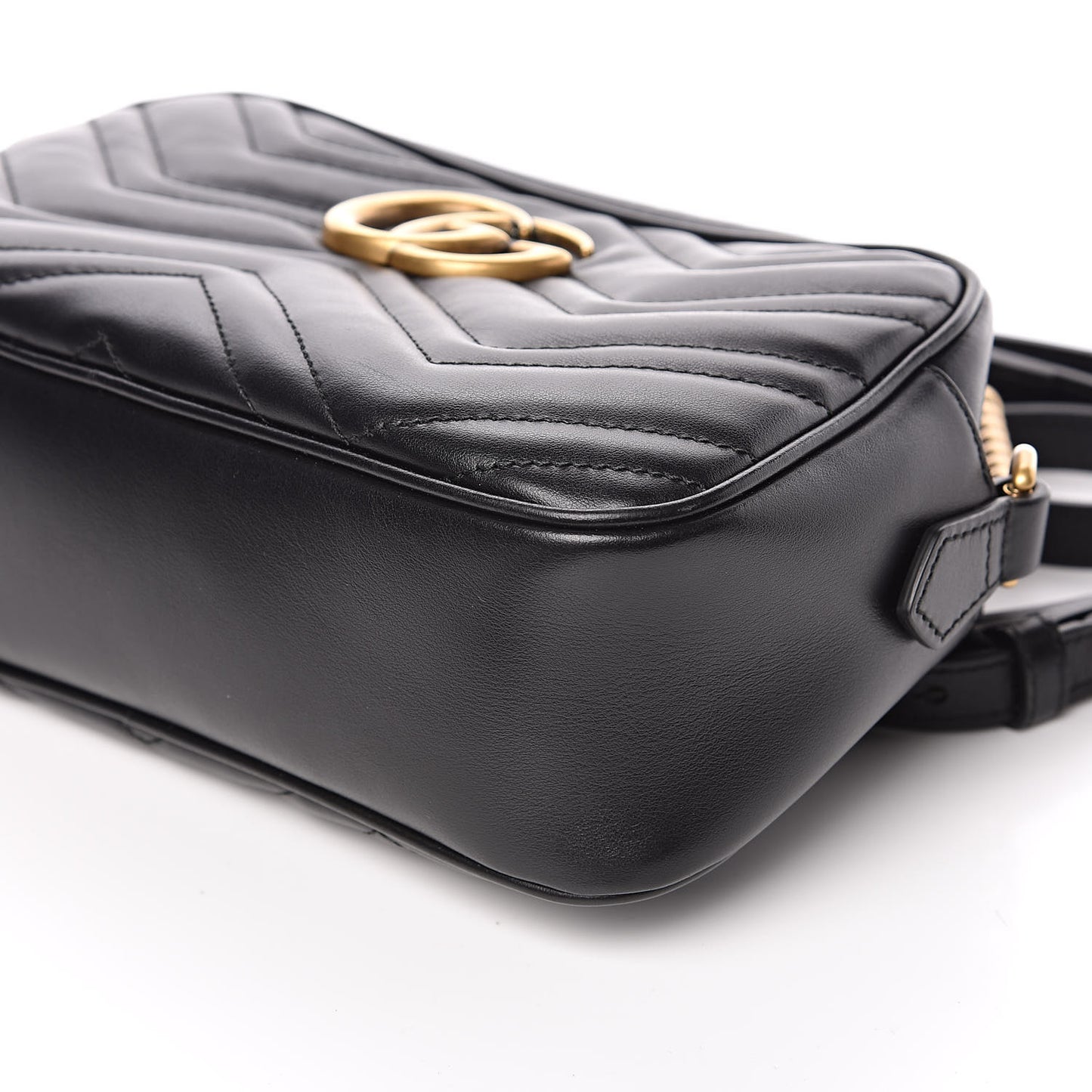 Calfskin Matelasse Small GG Marmont Chain Shoulder Bag Black