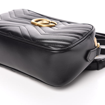 Gucci Calfskin Matelasse Small GG Marmont Chain Shoulder Bag Black 12 of 13
