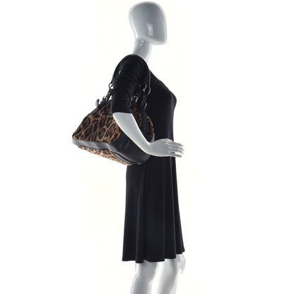 Dolce & Gabbana Calfskin Canvas Leopard Print Animalier Shoulder Bag Black 2 of 23