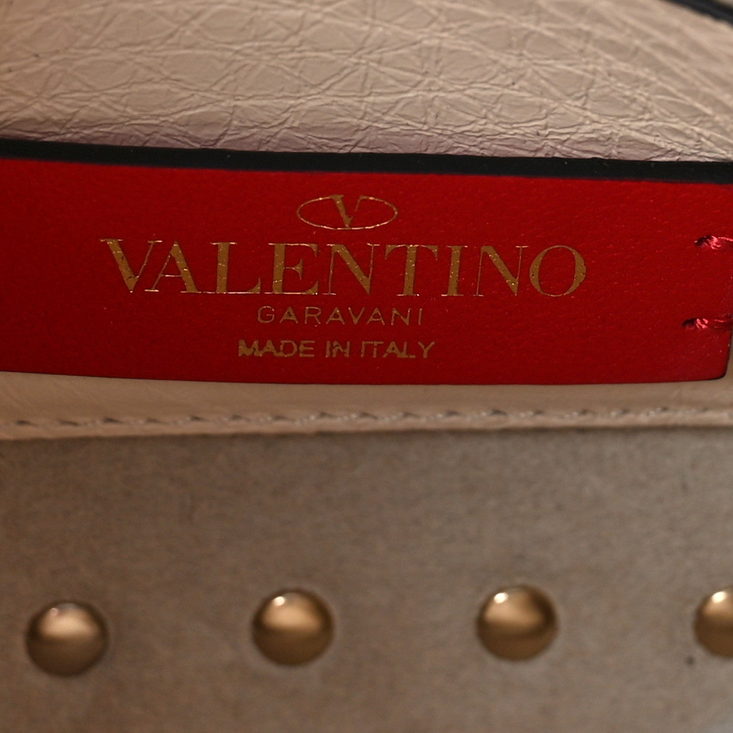 Valentino Garavani Grainy Calfskin Small Rockstud Top Handle Bag Light Ivory 6 of 8