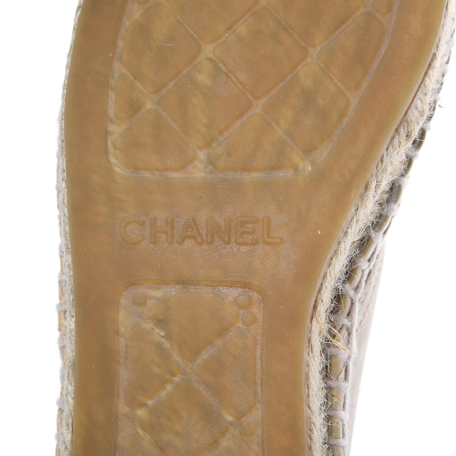 Chanel Lambskin Canvas Cap Toe Lace Up Espadrilles 37 Beige Black 7 of 11