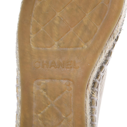 Chanel Lambskin Canvas Cap Toe Lace Up Espadrilles 37 Beige Black 7 of 11