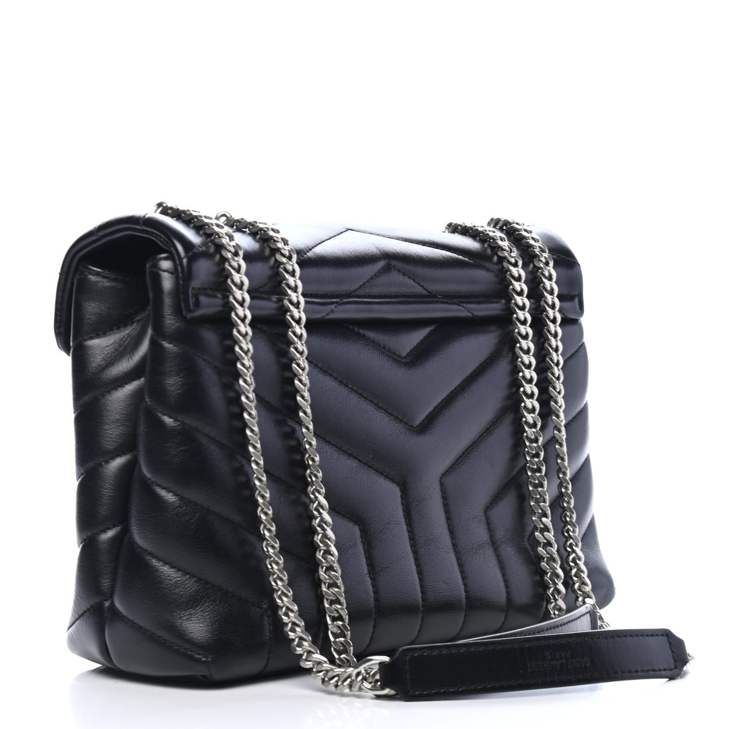 Calfskin Y Quilted Monogram Small Loulou Chain Satchel Black