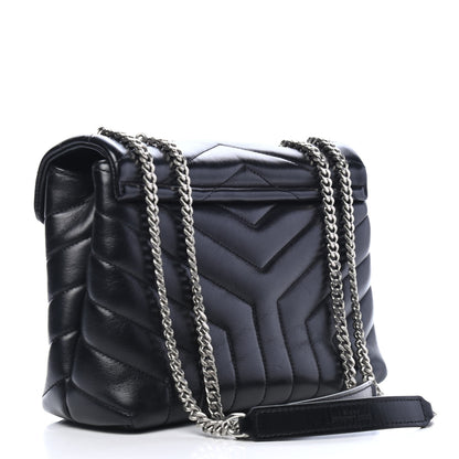 Saint Laurent Calfskin Y Quilted Monogram Small Loulou Chain Satchel Black 2 of 7