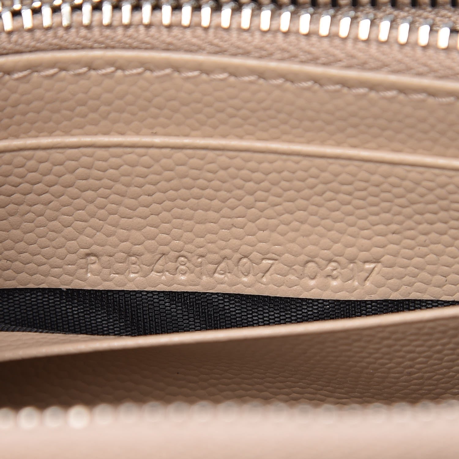 Saint Laurent Grain De Poudre Matelasse Chevron Monogram Zip Around Wallet Dark Beige 7 of 8
