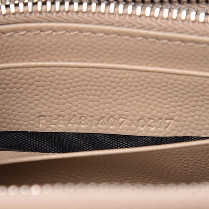 Saint Laurent Grain De Poudre Matelasse Chevron Monogram Zip Around Wallet Dark Beige 7 of 8