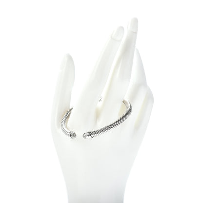 David Yurman Sterling Silver Pave Diamond 5mm Cable Classics Bracelet 2 of 4