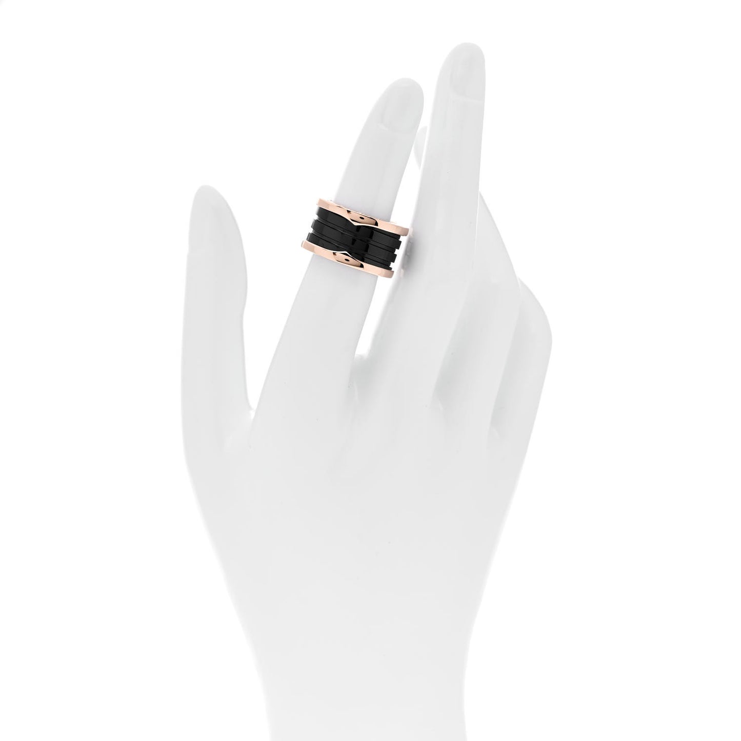 18K Rose Gold Black Ceramic B.Zero1 Four-Band Ring 51 5.75