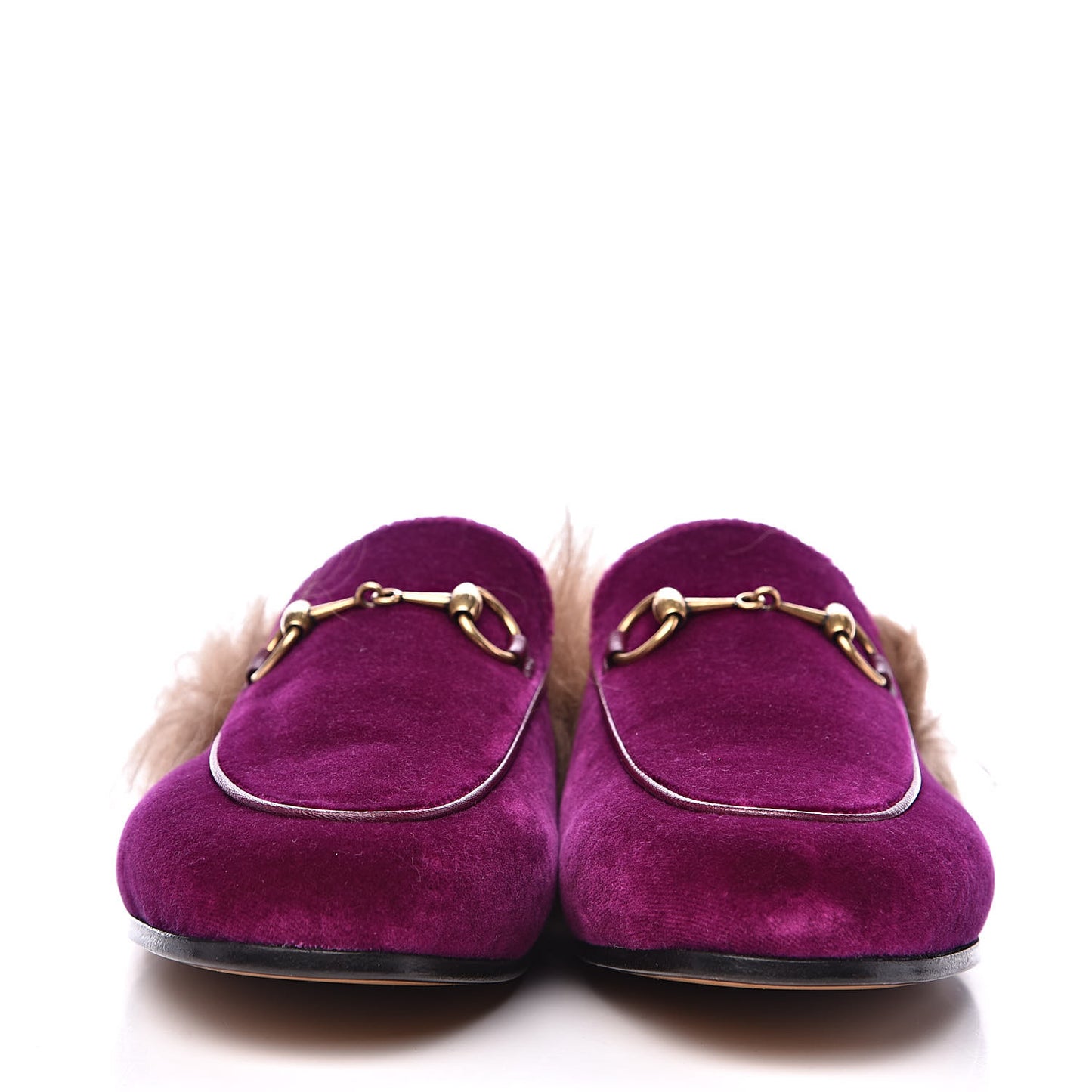 Velvet Fur Womens Princetown Slippers 35 Fucsia Violet Cyclamen Natural