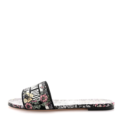 Christian Dior Canvas Embroidered Dway Mules Slide Sandals 41 Black Multicolor 1 of 9