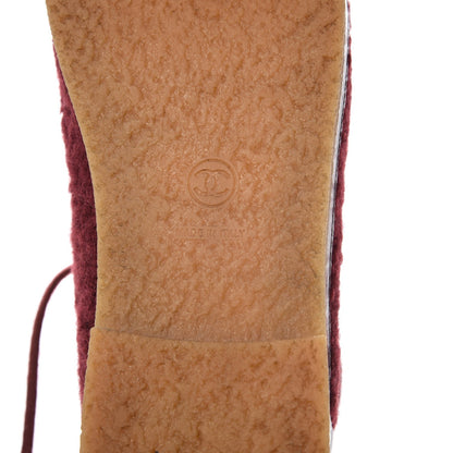 Chanel Tweed Calfskin CC Lace Up Short Boots 39.5 Burgundy 7 of 12