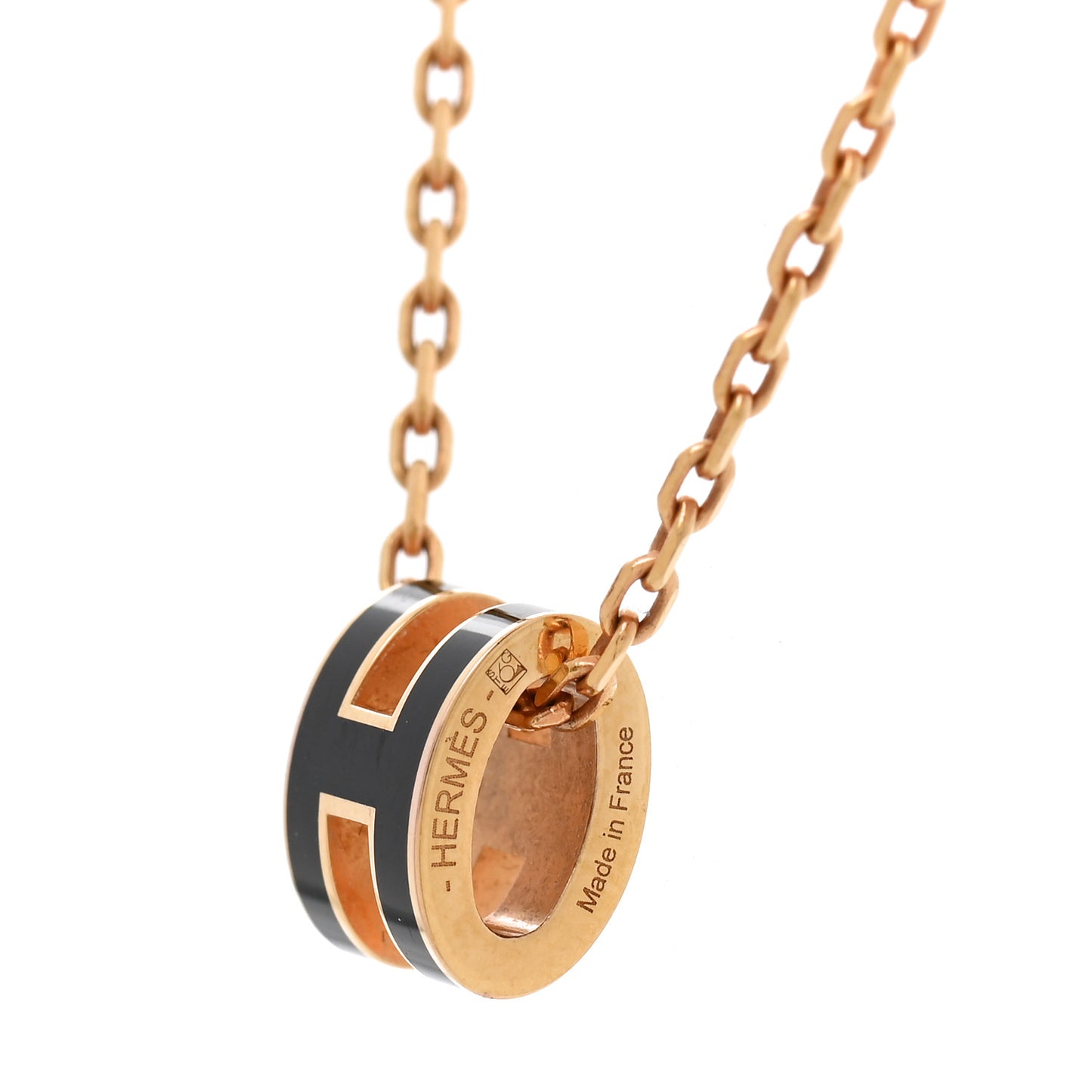 Lacquered Gold Mini Pop H Pendant Necklace Black