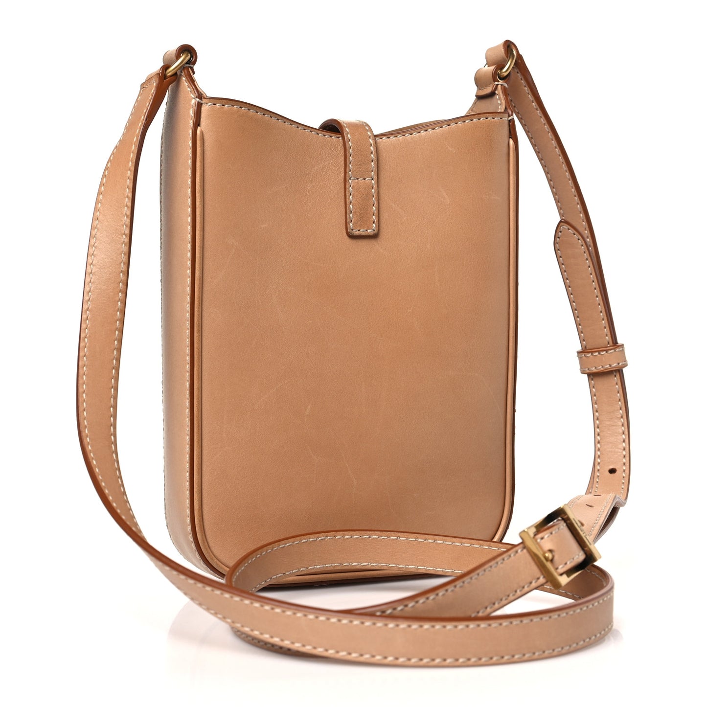 Smooth Calfskin Le 5 A 7 Vertical Hobo Brown Gold