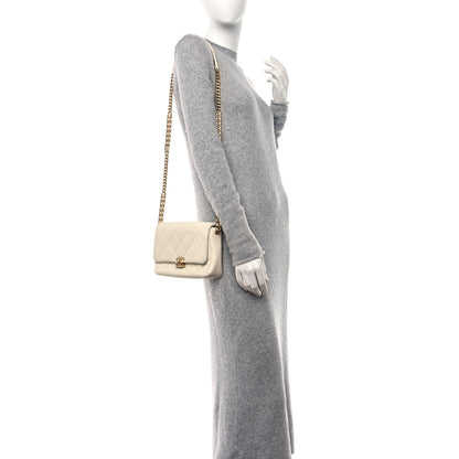 Chanel Shiny Caviar Quilted Small Chain Melody Flap White 2 of 14