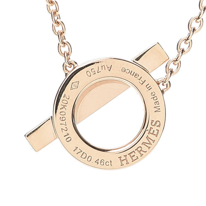 Hermes 18K Rose Gold Diamond Finesse Pendant Necklace 4 of 6