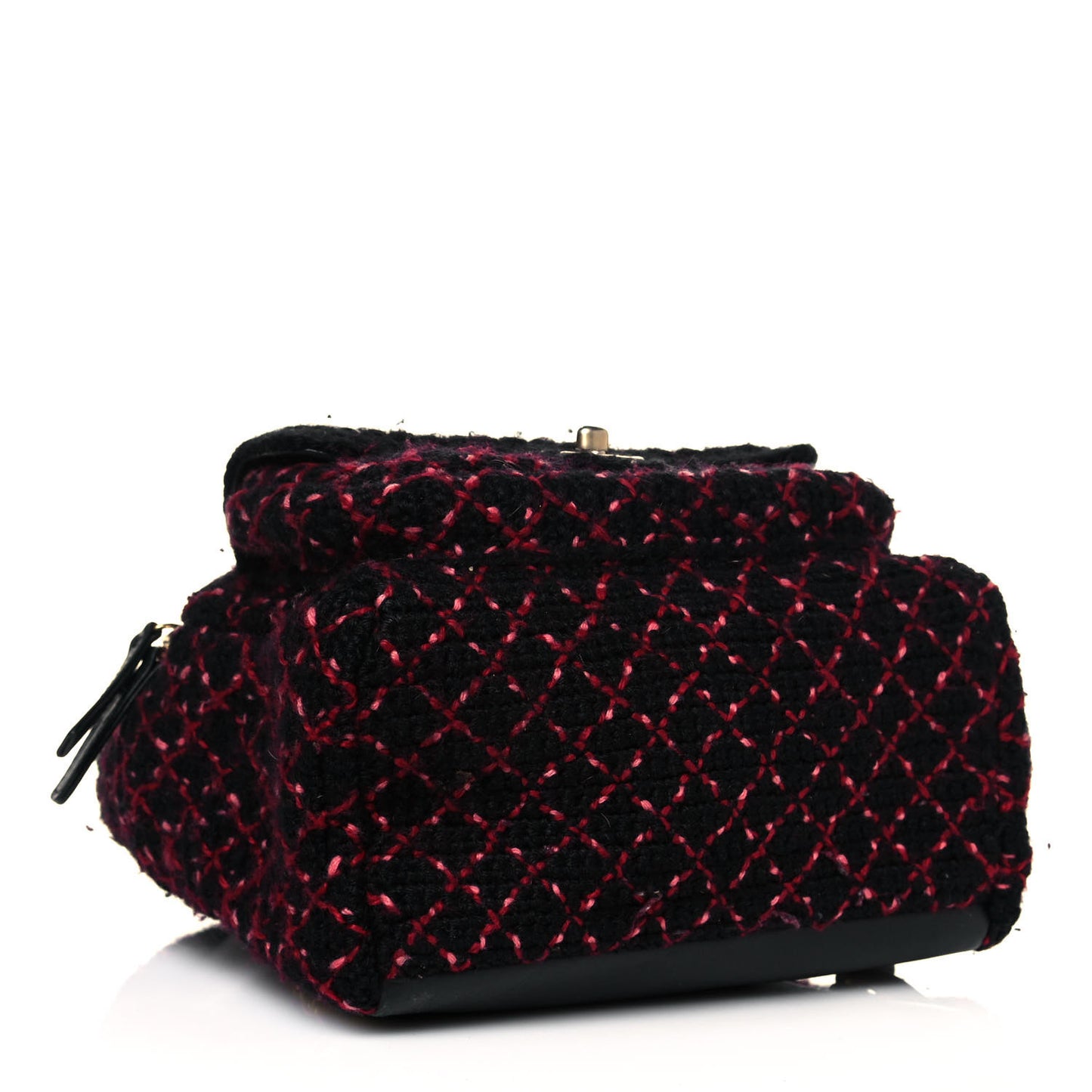 Knit Quilted Backpack Black Burgundy
