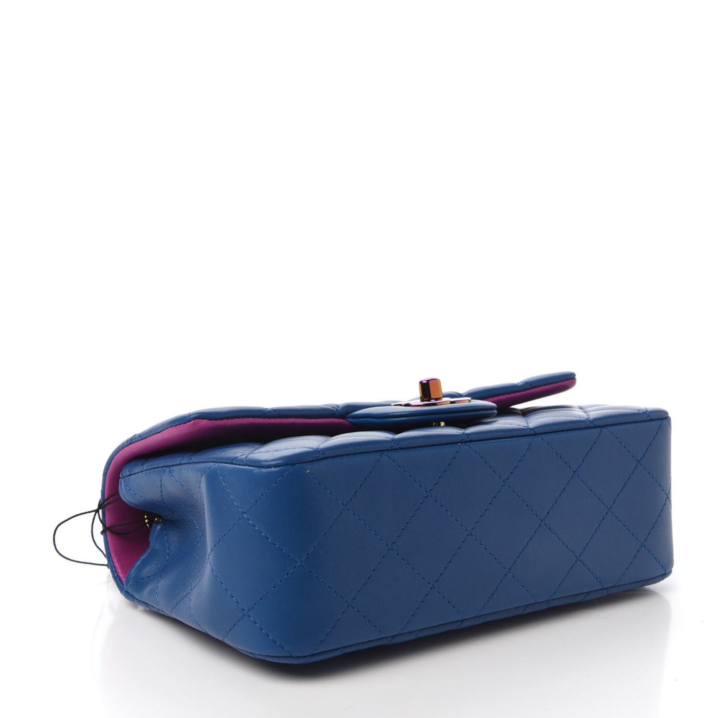 Lambskin Quilted Mini Rectangular Flap Blue Purple