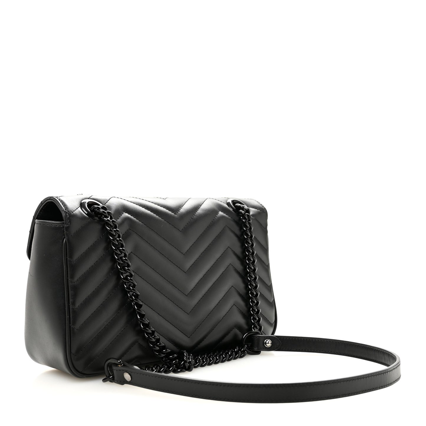 Calfskin Matelasse Monochrome Small GG Marmont Shoulder Bag Black