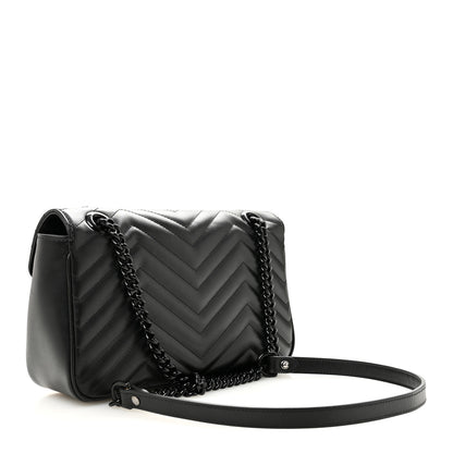 Gucci Calfskin Matelasse Monochrome Small GG Marmont Shoulder Bag Black 3 of 12