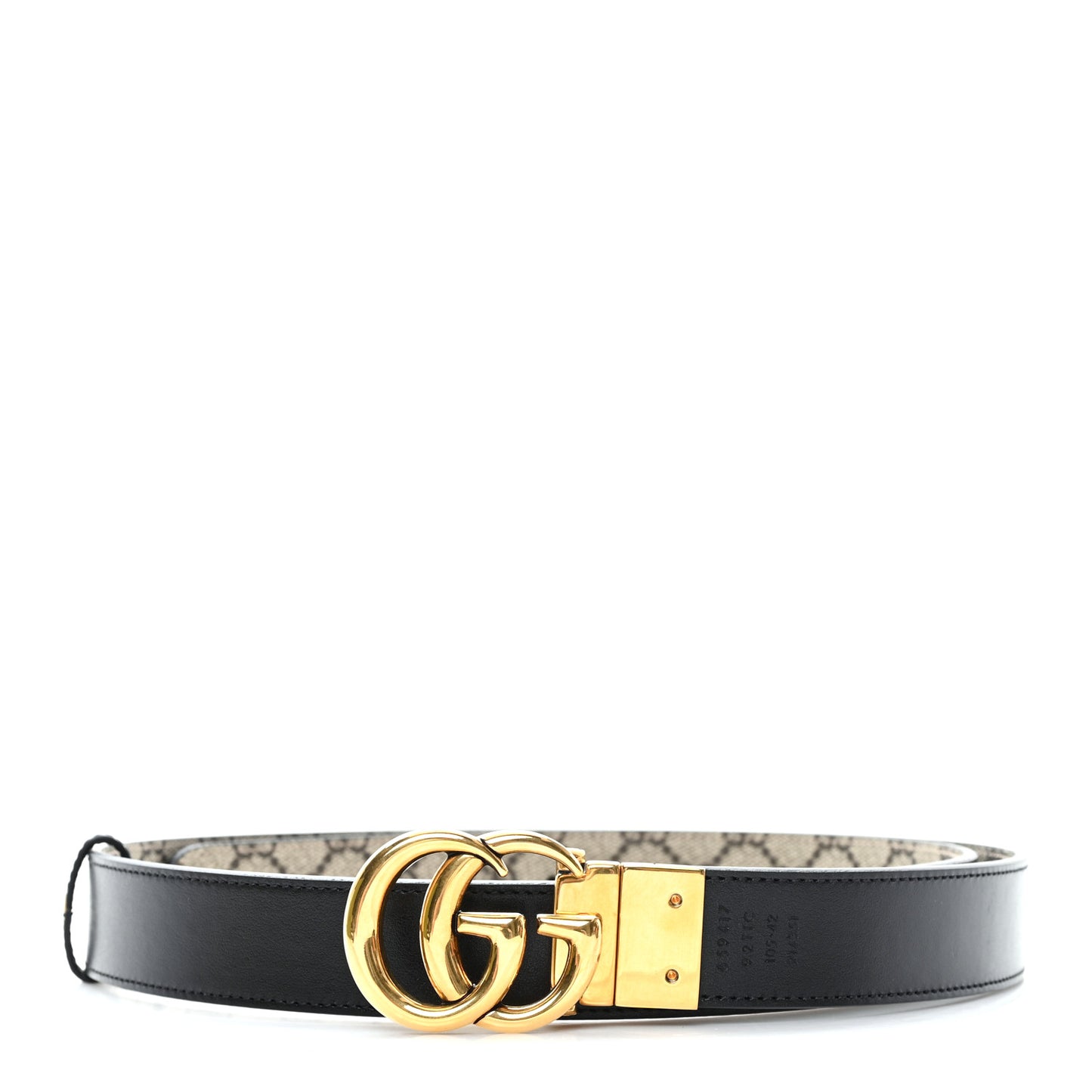 GG Supreme Monogram Plutone Calfskin Double G Reversible 30mm Belt 105 42 Beige Ebony New Acero