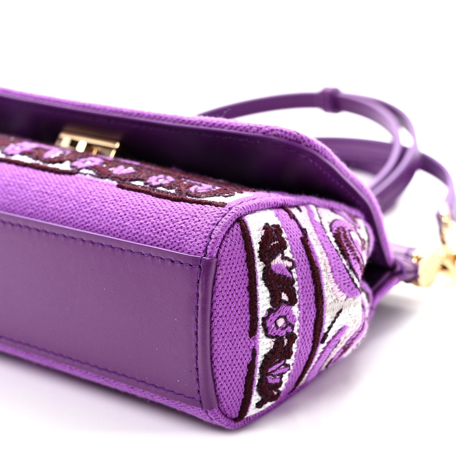 Dolce & Gabbana Canvas Embroidery Majolica Small Sicily Handbag Purple 9 of 9