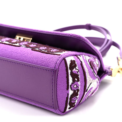 Dolce & Gabbana Canvas Embroidery Majolica Small Sicily Handbag Purple 9 of 9