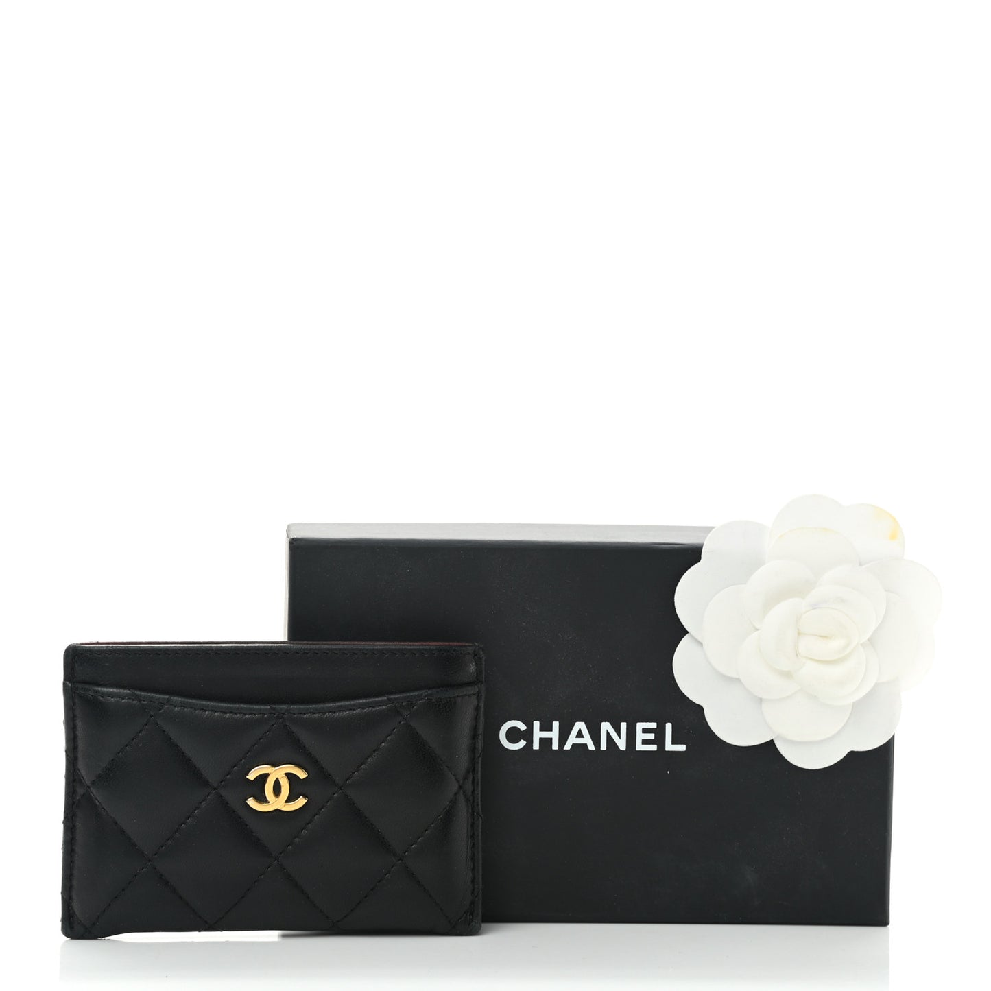 Lambskin Quilted Card Holder Black