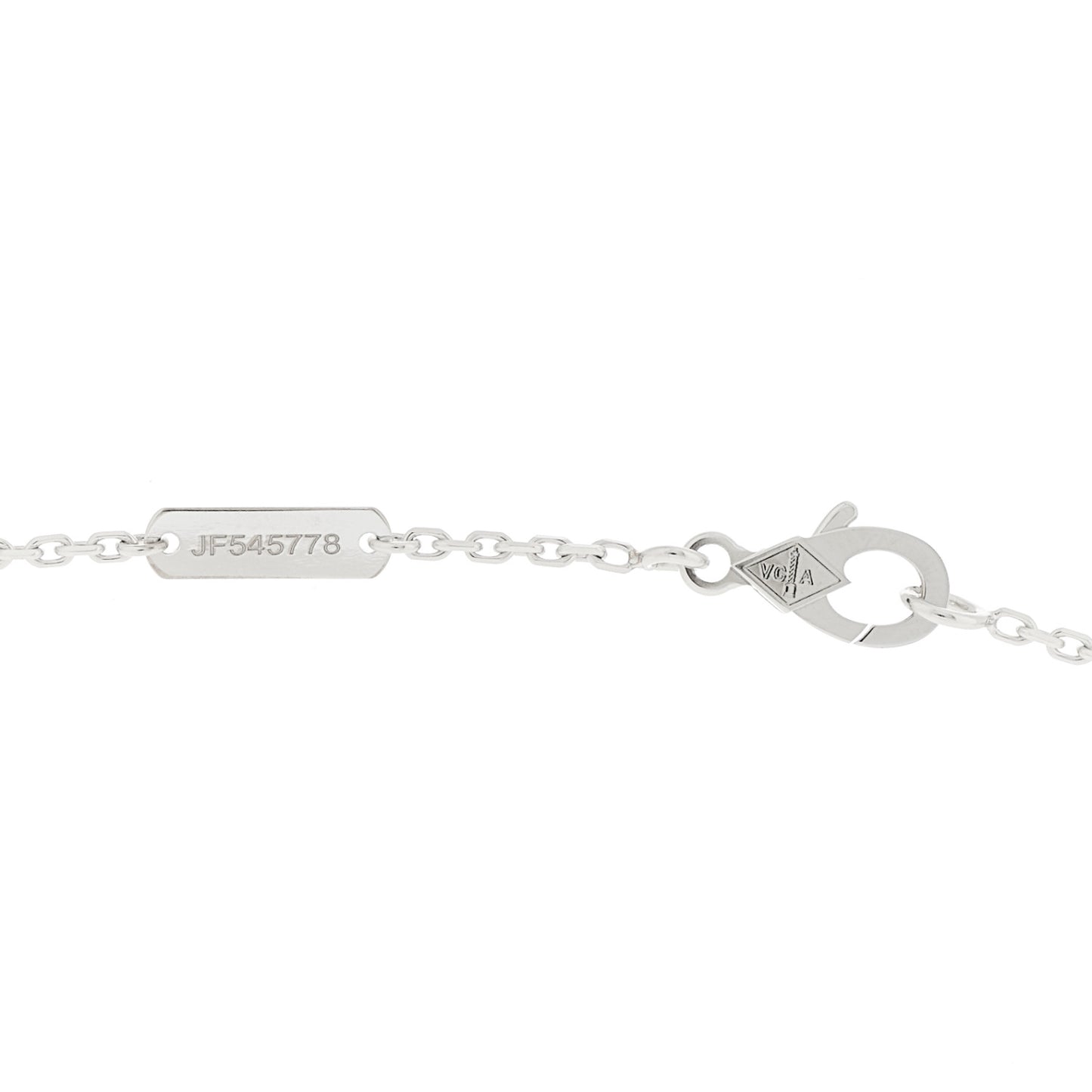 18K White Rose Gold Diamond Guilloche Vintage Alhambra Pendant Necklace