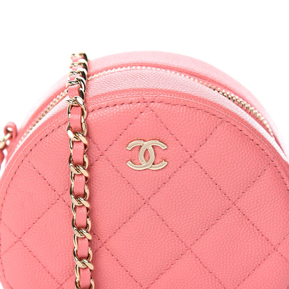 Chanel Caviar Quilted Round Clutch With Chain Pink 10 of 10