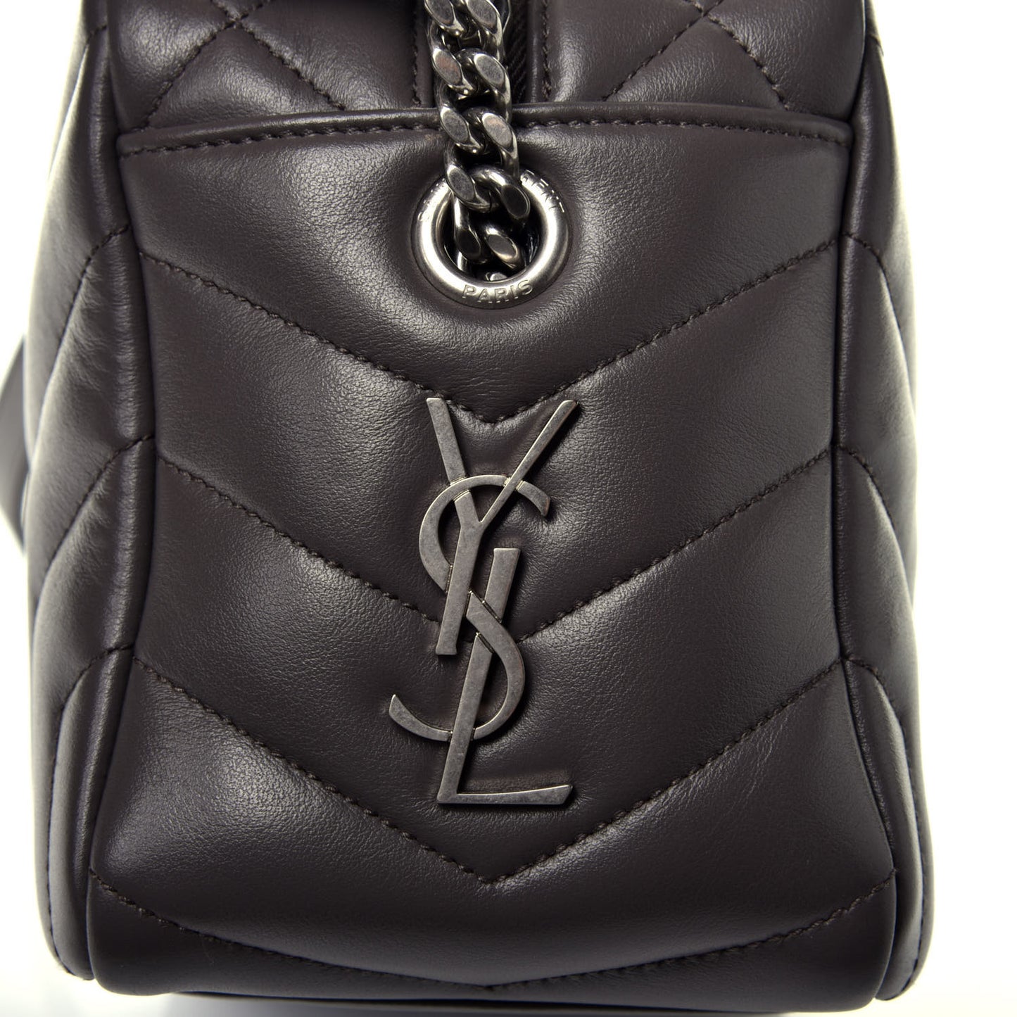Calfskin Y Quilted Monogram Small Loulou Bowling Bag Earth