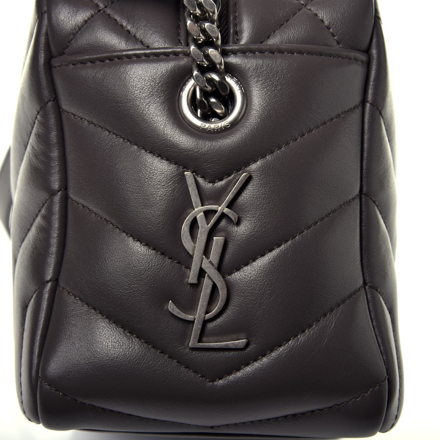 Saint Laurent Calfskin Y Quilted Monogram Small Loulou Bowling Bag Earth 8 of 10