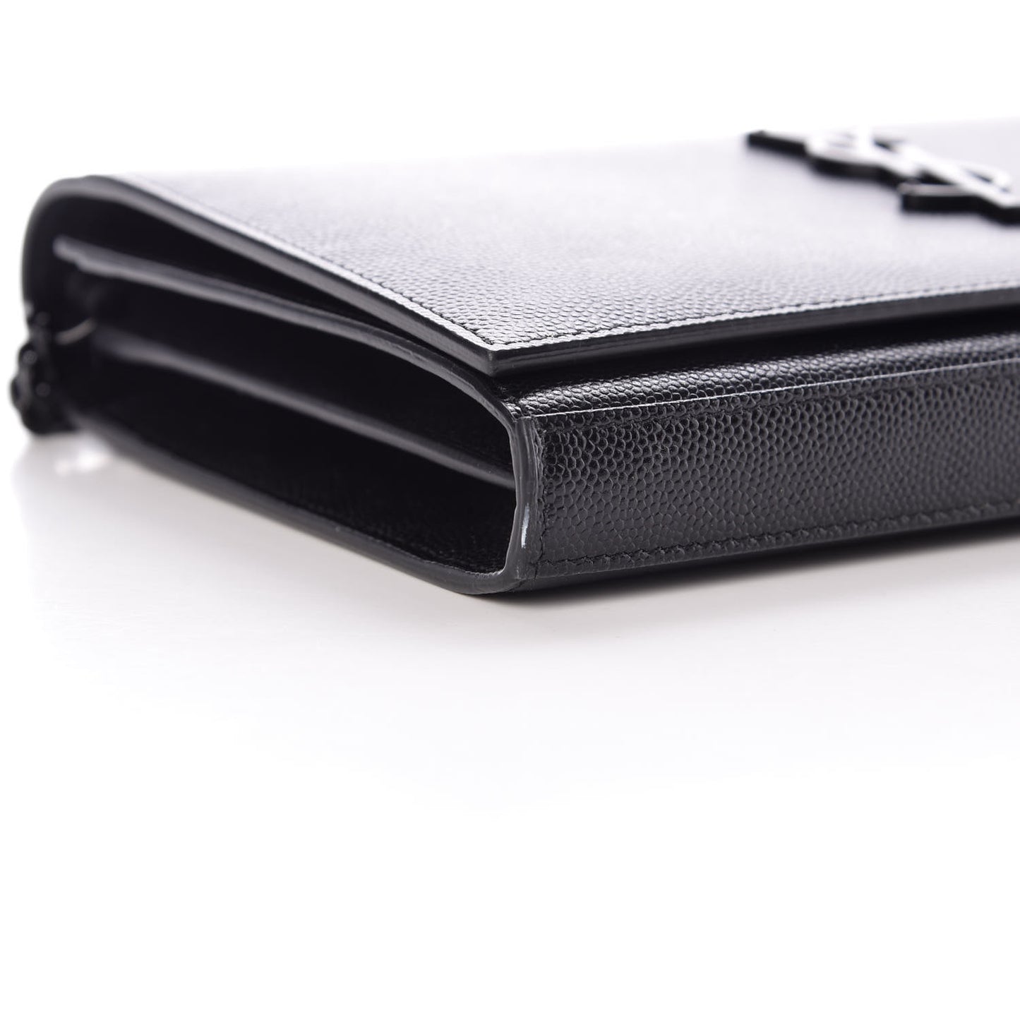 Grain De Poudre Matelasse Chevron Monogram Chain Wallet Black