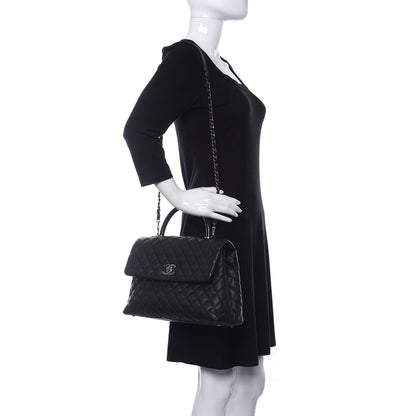 Chanel Caviar Lizard Quilted Medium Coco Handle Flap Black 2 of 10