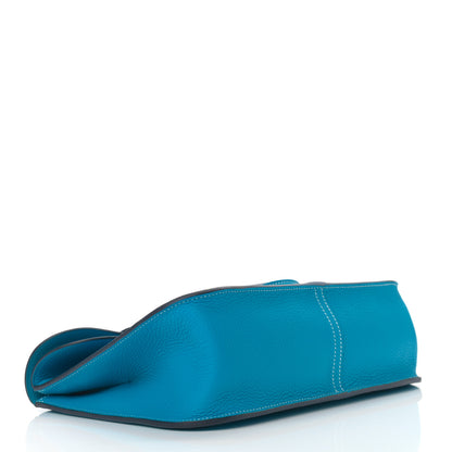 Hermes Taurillon Clemence Halzan 31 GM Bleu Frida 3 of 9