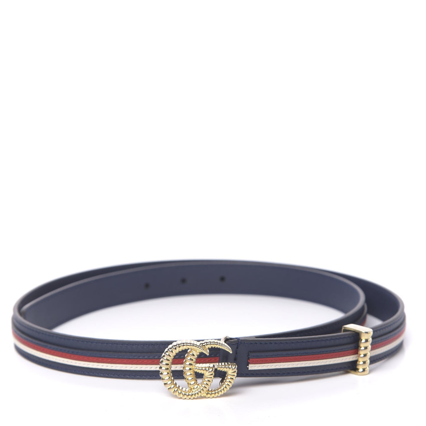 Calfskin Sylvie Stripe Torchon Double G 20mm Belt 95 38 Maritime Hibiscus Red Mystic White