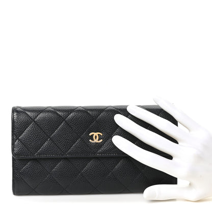 Chanel Caviar Quilted Large Gusset Flap Wallet Black 2 of 10