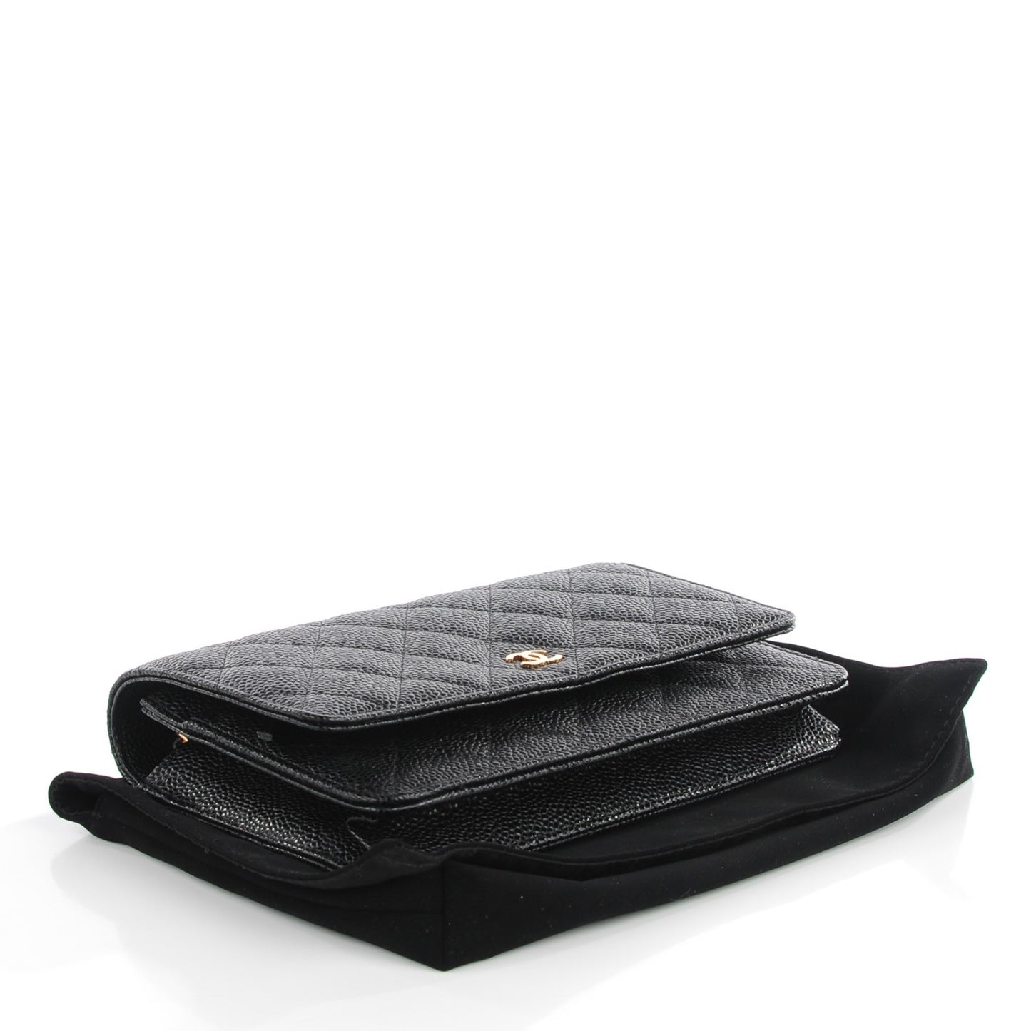 Caviar Quilted Wallet On Chain WOC Black
