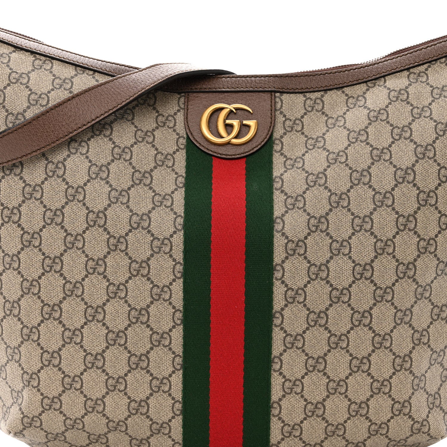 Gucci GG Supreme Monogram Web Ophidia Half Moon Hobo Brown 8 of 11