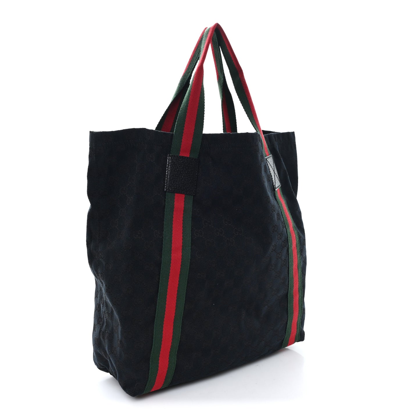 GG Monogram Medium Web Handle Vertical Tote Black