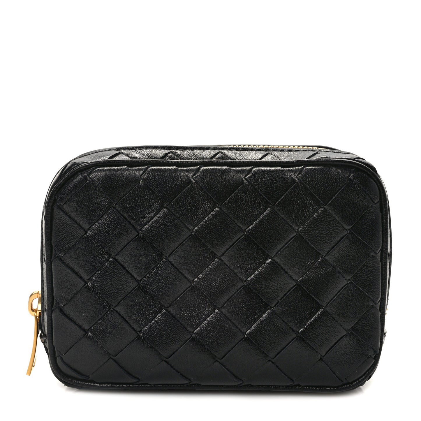 Calfskin Intrecciato Teen Zippered Pouch Black