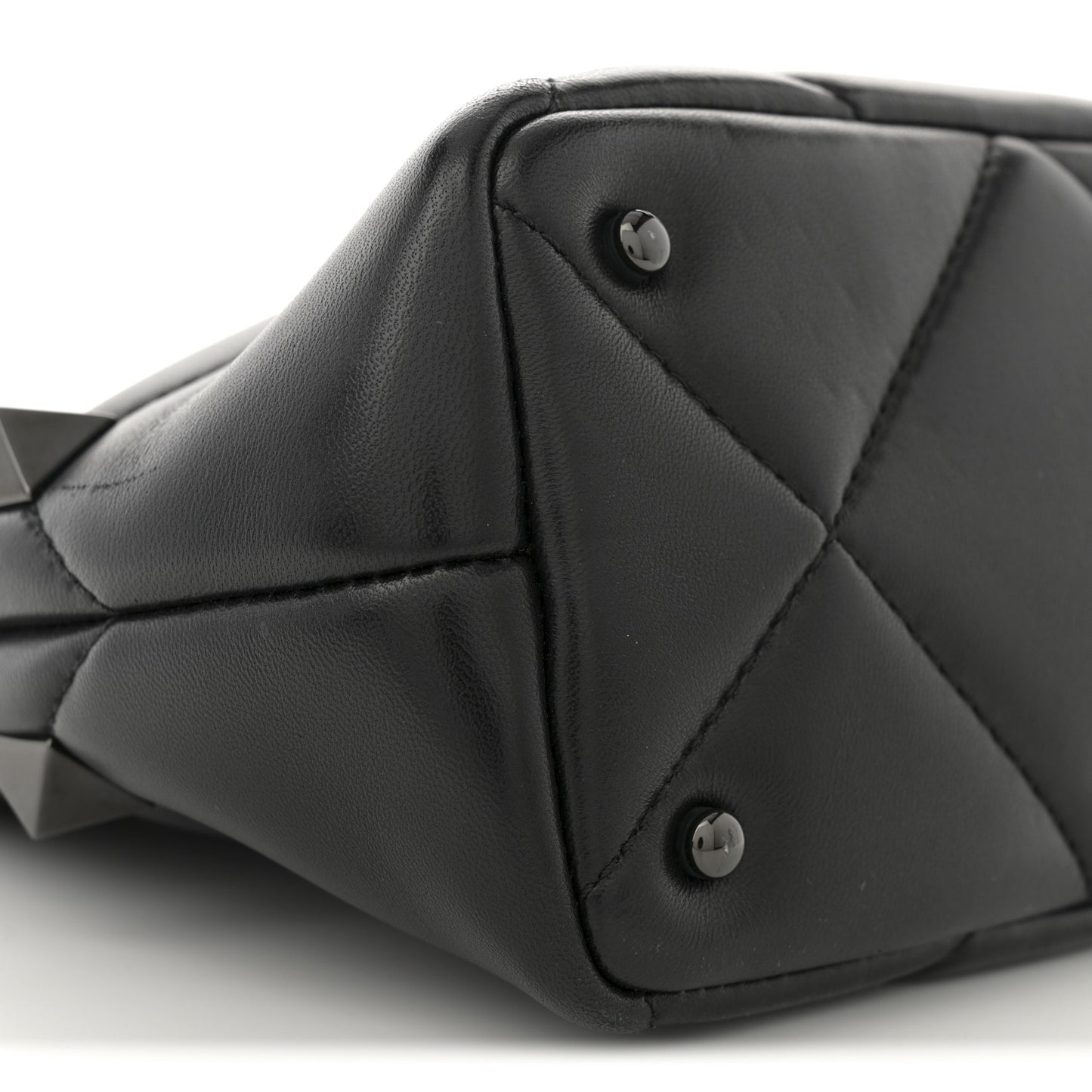 Nappa Monochrome Small Roman Stud The Handle Bag Black